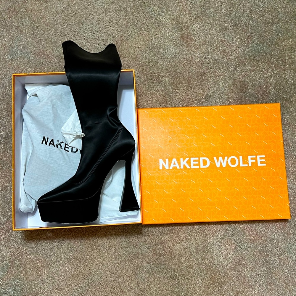 Naked Wolfe Daring Stretch Satin Boots